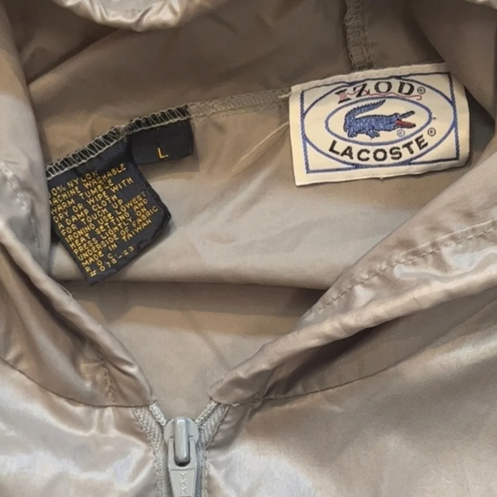 Lacoste Taupe Hooded Windbreaker Folds Into Pocket - Picture 1 of 6